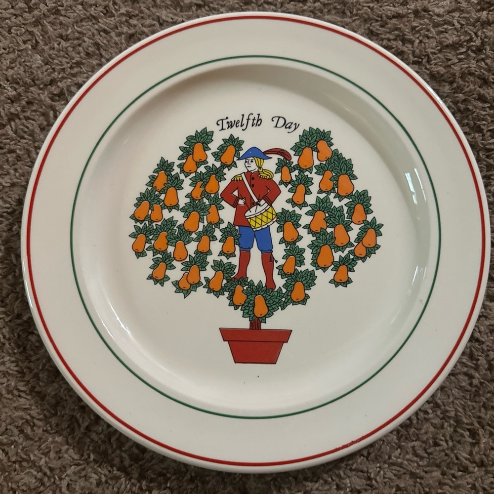 Vintage Taylorton 12 Days of Christmas Dinner Plates Twelfth Day 12 USA 10.5”